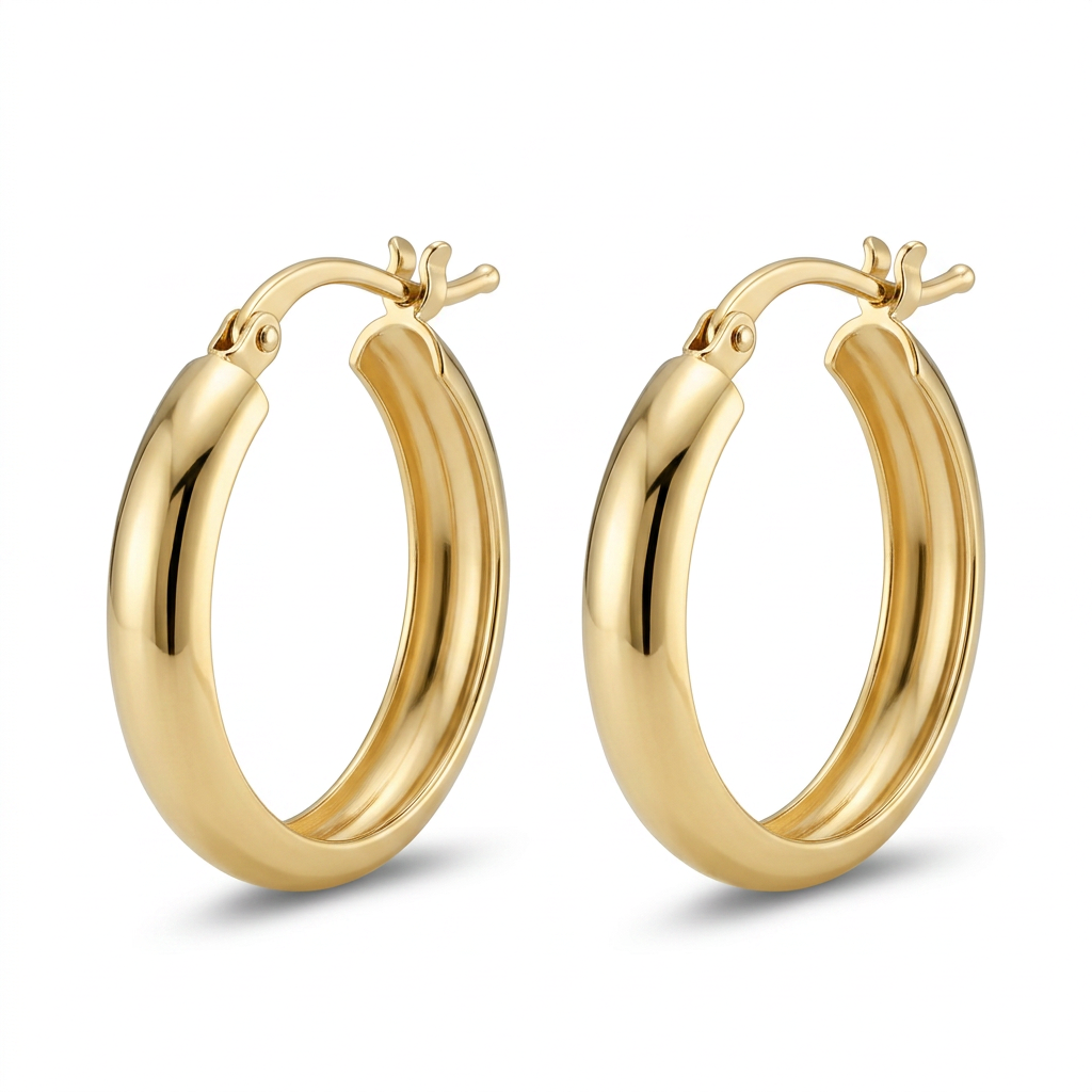 Argollas Clásicas Doradas de plata 925 bañada en oro 18K de 13 mm