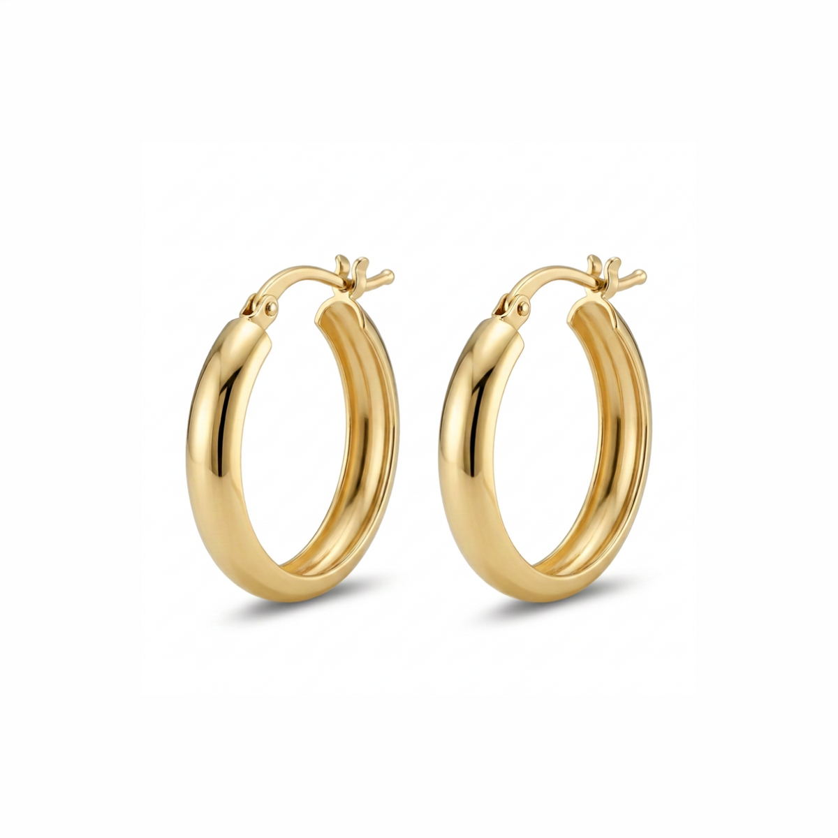 Argollas Clásicas Doradas de plata 925 bañada en oro 18K de 13 mm