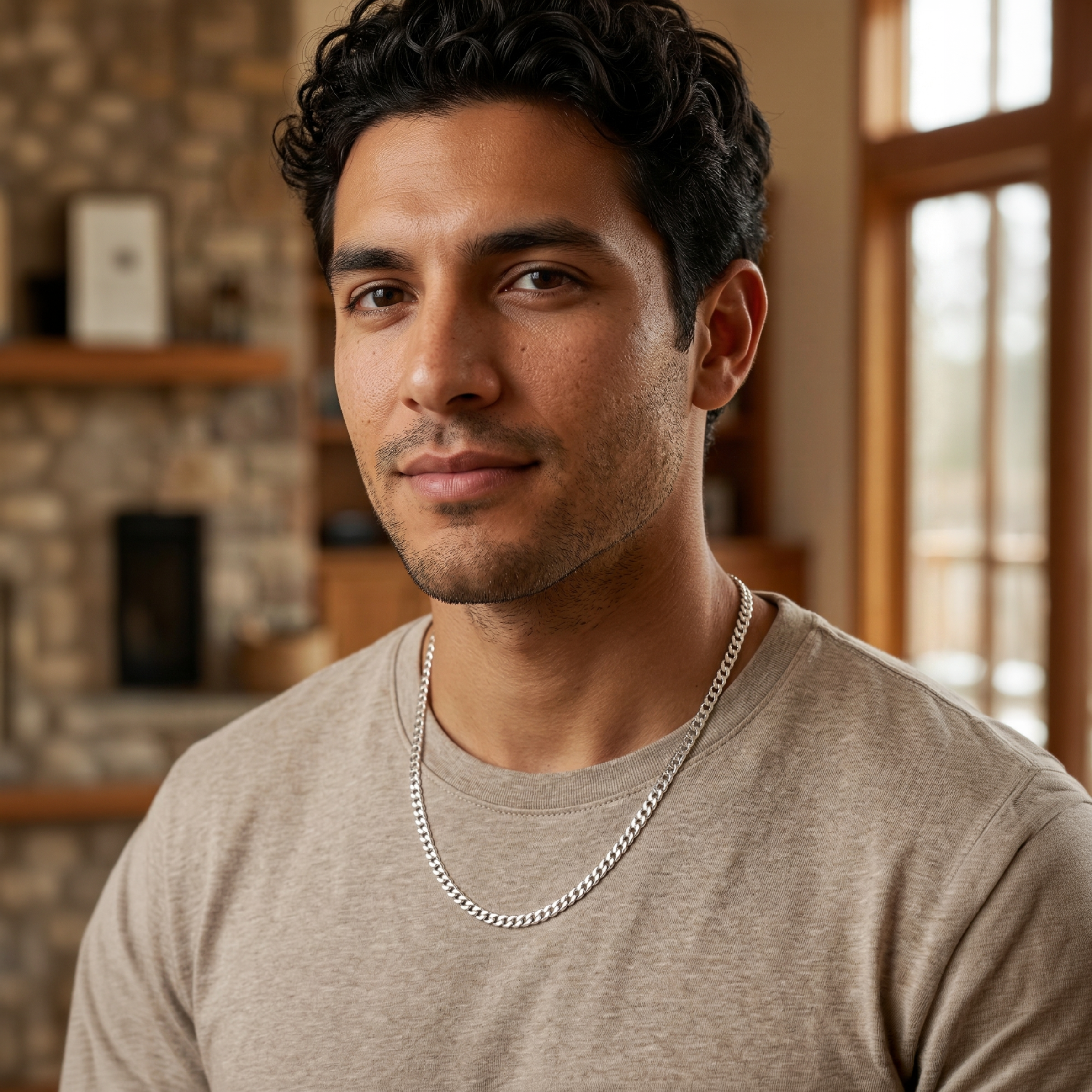 Cadena masculina de plata 925 con diseño double link