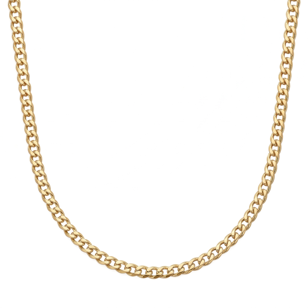 Cadena Panzer Slim de plata 925 baño Oro 18K de 45 cm y 2 mm de ancho