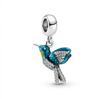 Charm Colibrí Aura de plata 925 con detalles brillantes y acentos de color