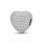 Charm corazón radiante de plata 925 con acabado brillante