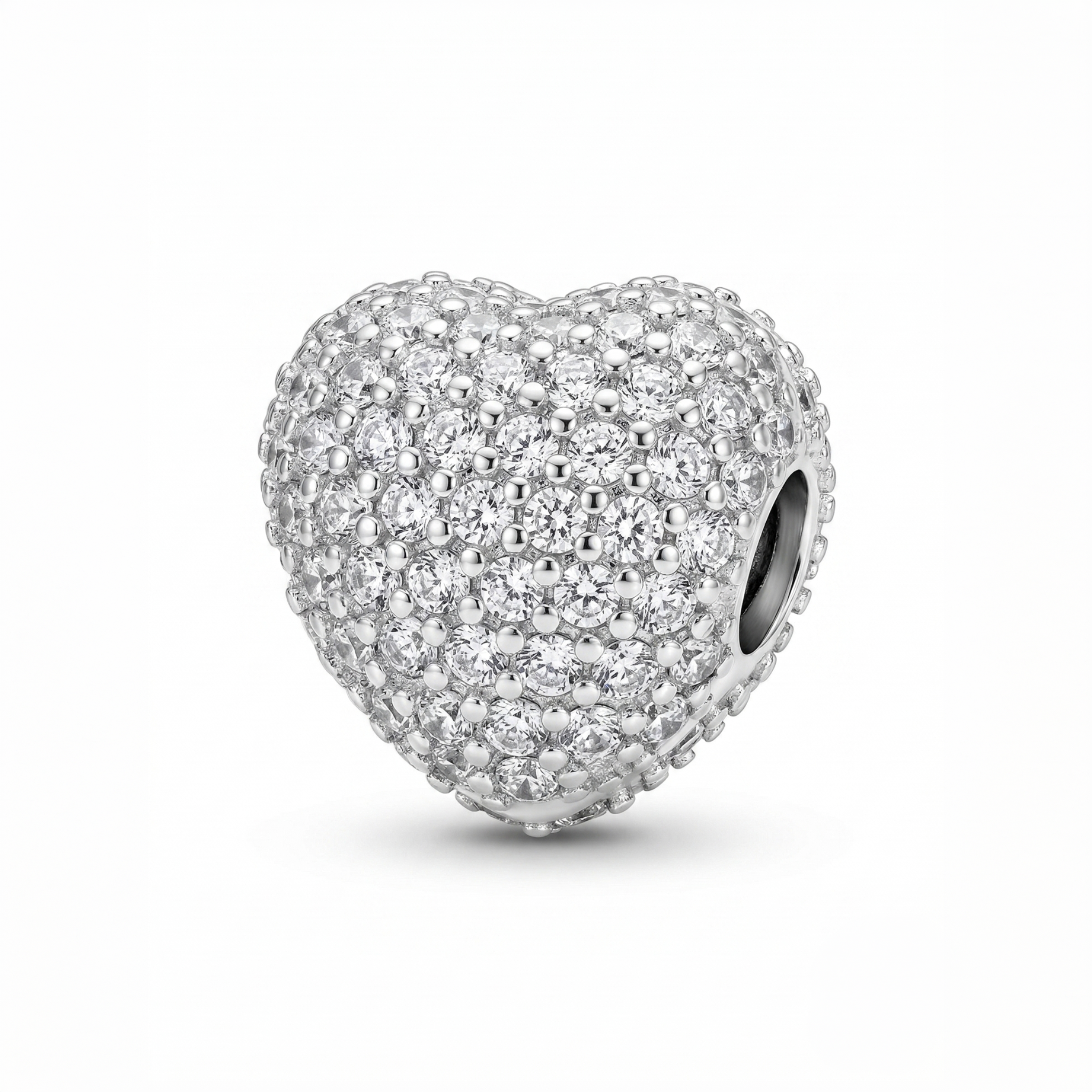 Charm corazón radiante de plata 925 con acabado brillante
