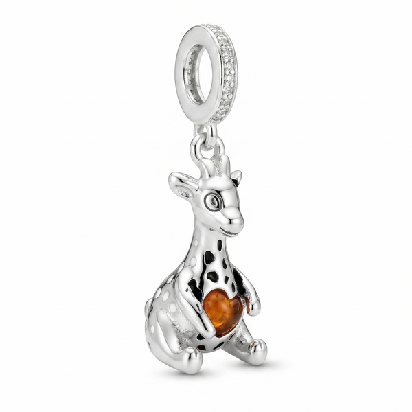 Charm jirafa corazón de plata 925