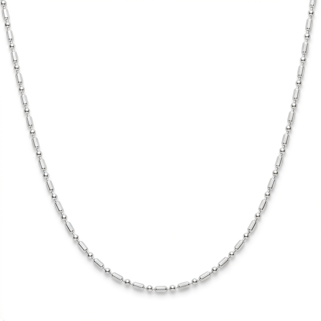 Collar cadena de bolitas y barras de plata 925 con diseño delicado y acabado pulido