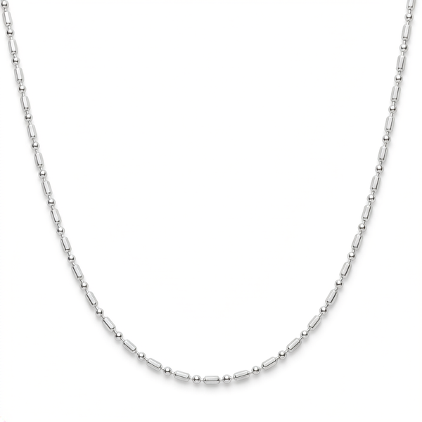 Collar cadena de bolitas y barras de plata 925 con diseño delicado y acabado pulido