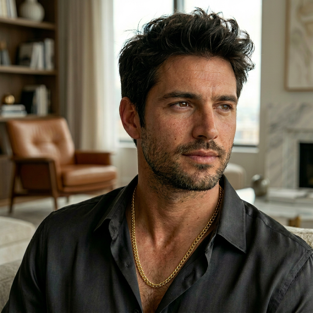 Collar cadena forte dorado de plata 925 bañado en oro 18K puesto en el cuello