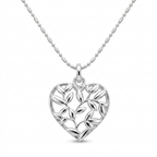 Collar Corazón Botánica Liora de plata 925 con cadena bead 1+1 y dije de corazón calado