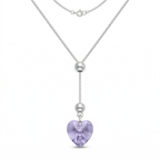 Collar corazón lavanda de plata 925 con colgante vertical
