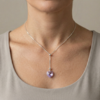 Collar corazón lavanda de plata 925 con diseño delicado