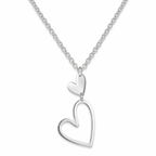 Collar doble corazón de plata 925 con cadena rolo