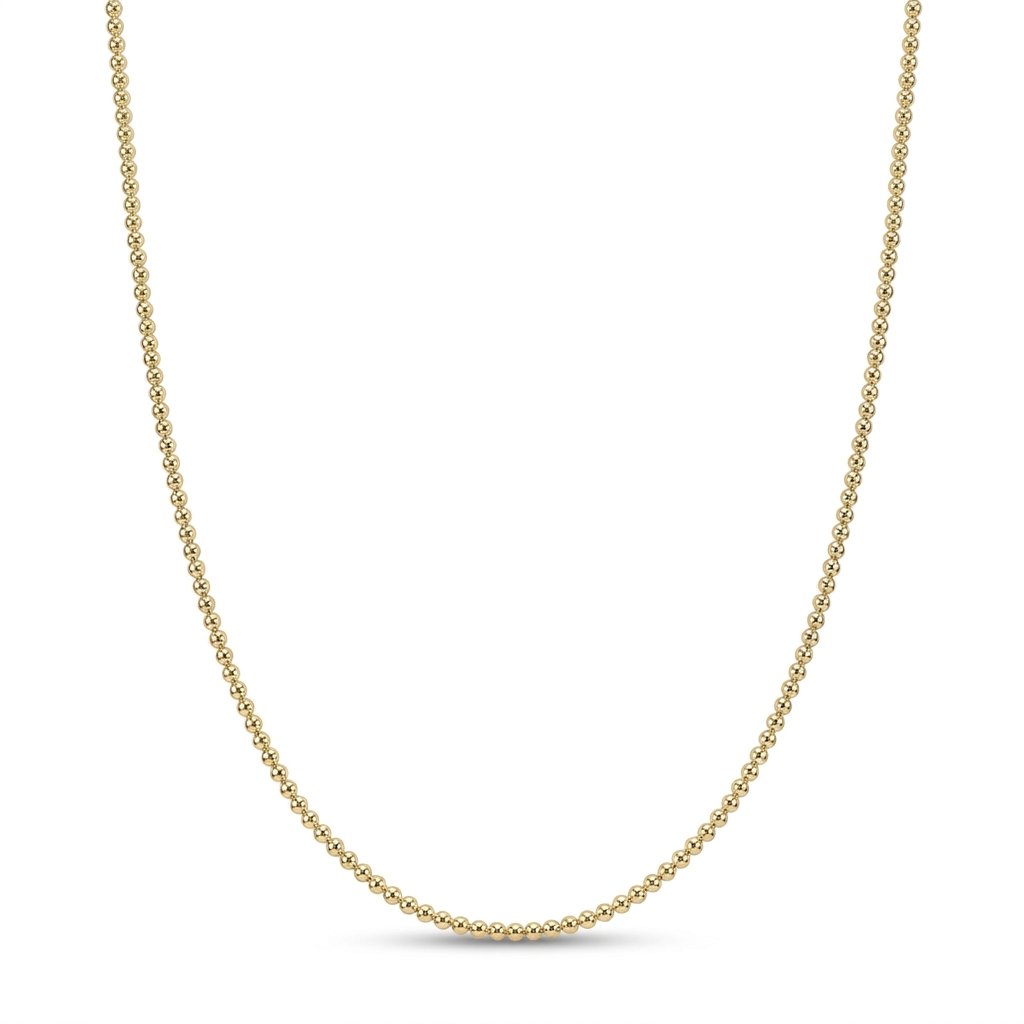 Collar Esferas Aurea de plata 925 bañada en oro 18K con bolitas de 2.5 mm