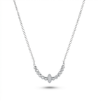 Collar esferas escarcha de plata 925 con dije central ovalado