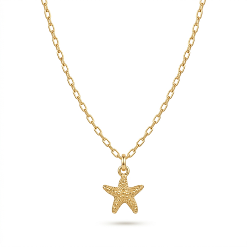 Collar Estrella Marina Nerina bañado en oro de 18K sobre plata 925 con cadena forzatina long y dije de estrella marina