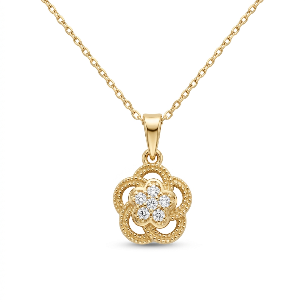 Collar Flor Amélie de plata 925 bañada en oro 18K con dije floral