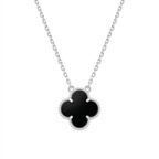 Collar Flor Noir de plata 925 con dije de flor negra de 1.5 cm