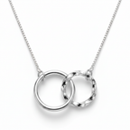 Collar Lazos Eternos en plata 925 con dos círculos enlazados y cadena veneciana box