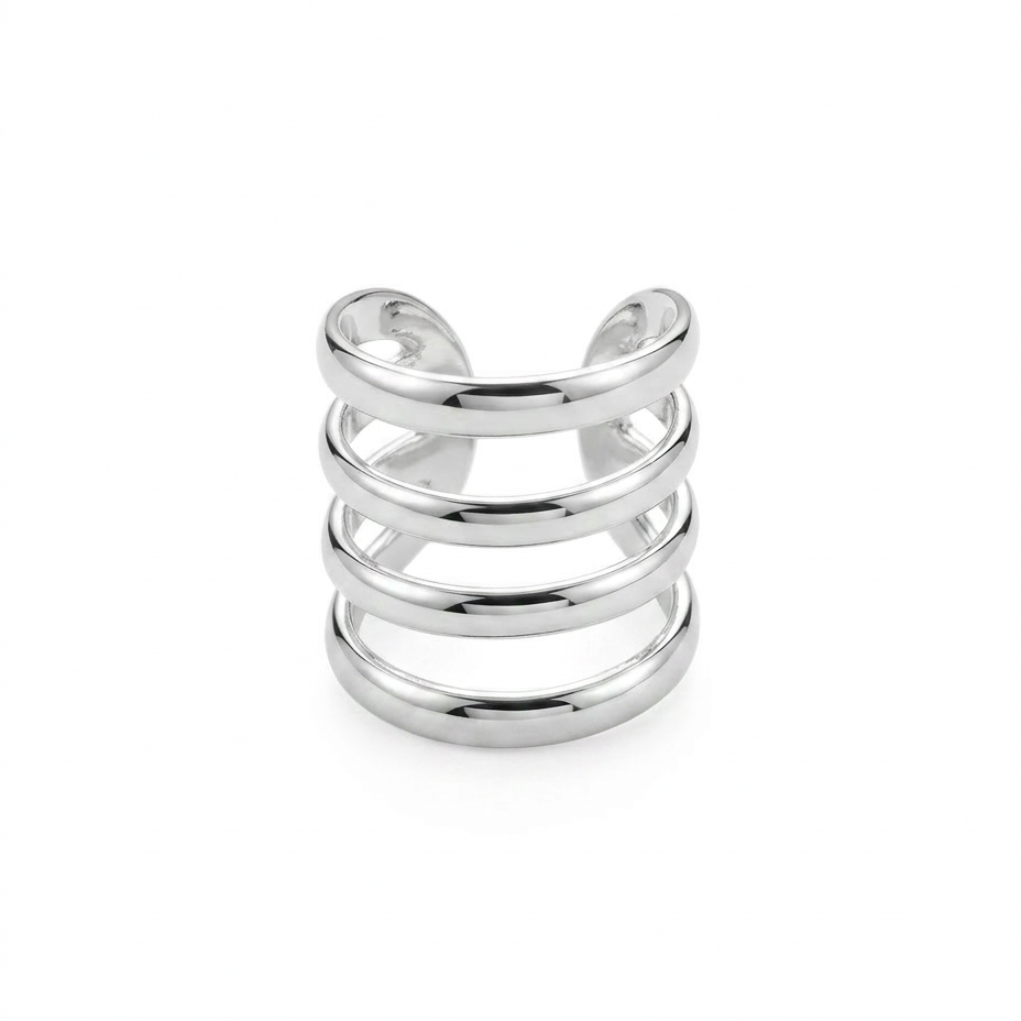 Ear cuff Linea de plata 925 con diseño de cuatro líneas paralelas