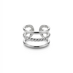 Ear cuff Trenza de plata 925 con triple línea y detalle central trenzado