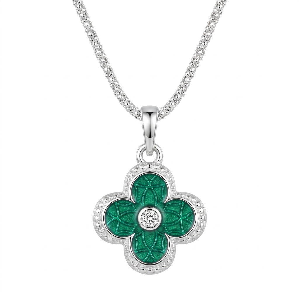 Collar Flor Esmeralda 14mm