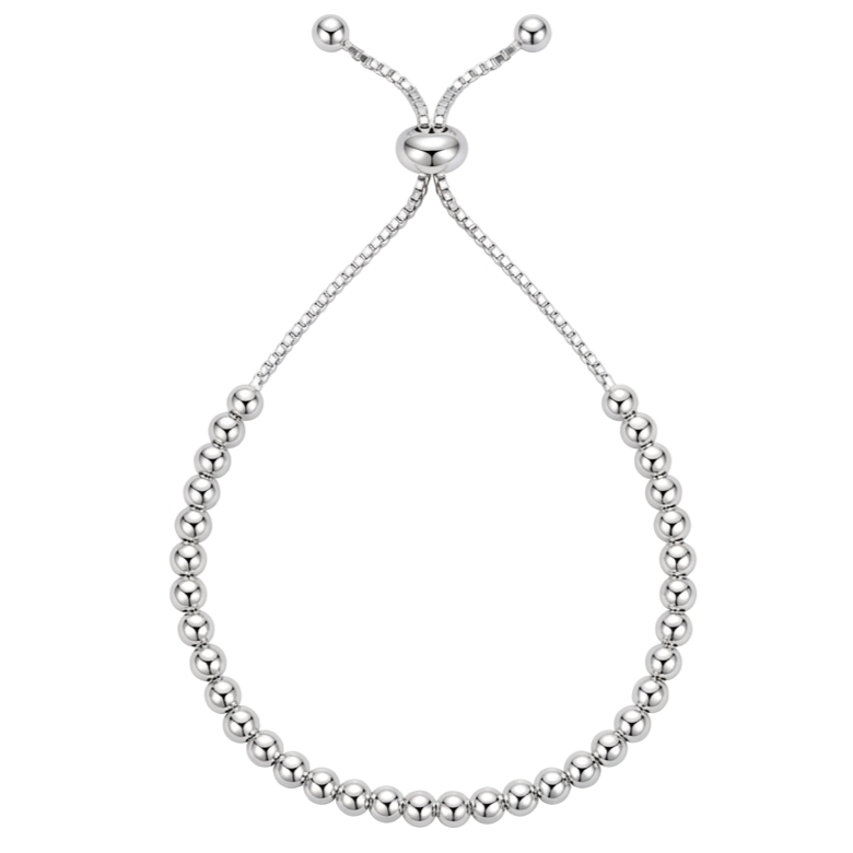 Pulsera ajustable Esferas Lumière en plata 925 con bolitas lisas de 2mm
