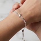 Pulsera ajustable de plata 925 con triple cadena y esferas
