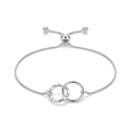 Pulsera Emilia Plateada ajustable en Plata 925 con dos aros entrelazados | Emmas