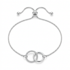 Diseño en plata 925 de círculos entrelazados con detalle brillante y cierre ajustable.