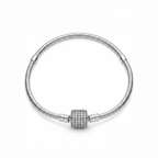 Pulsera charms brillo de plata 925 con cadena tipo snake