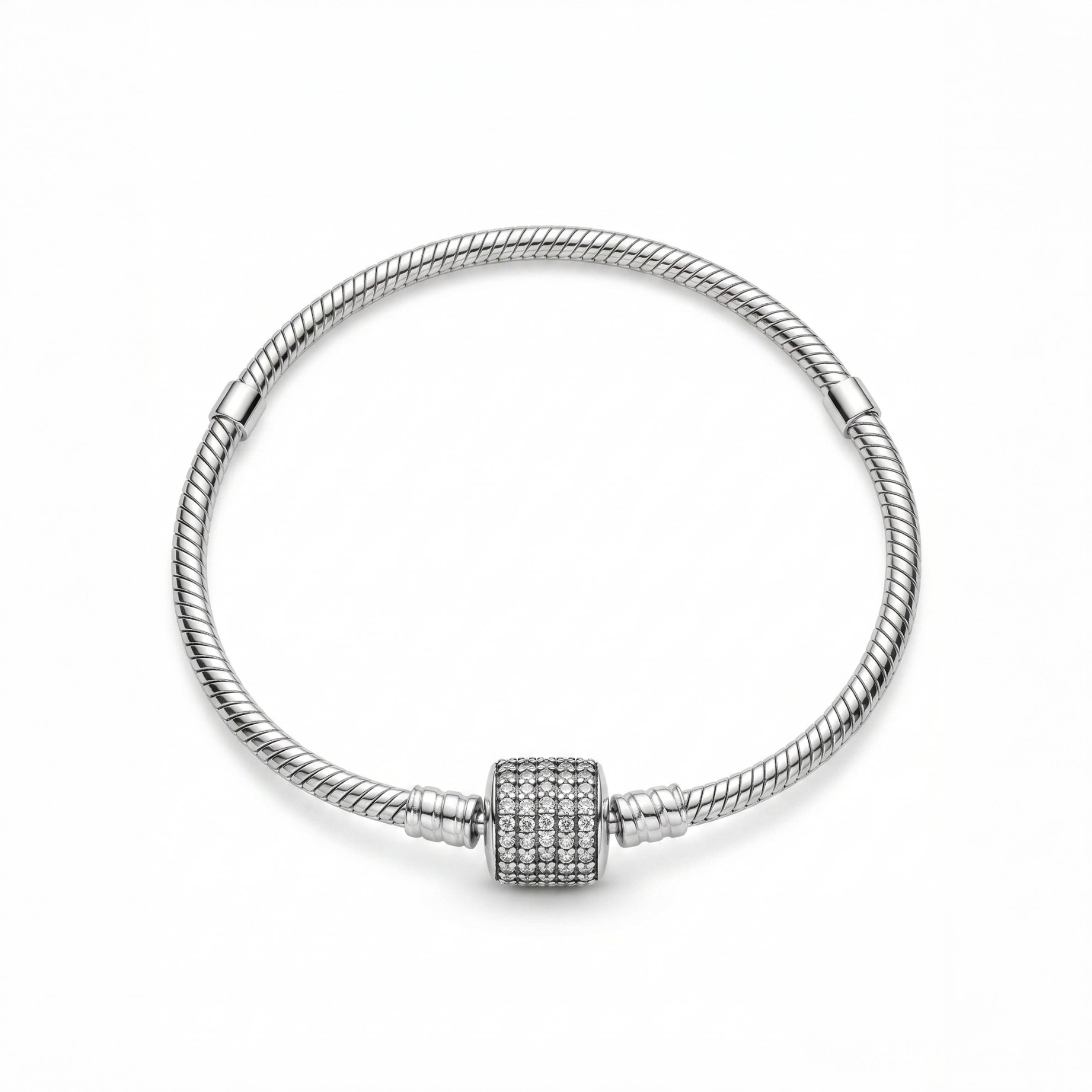 Pulsera charms brillo de plata 925 con cadena tipo snake