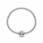 Pulsera charms corazón brillante de plata 925 con cadena tipo snake