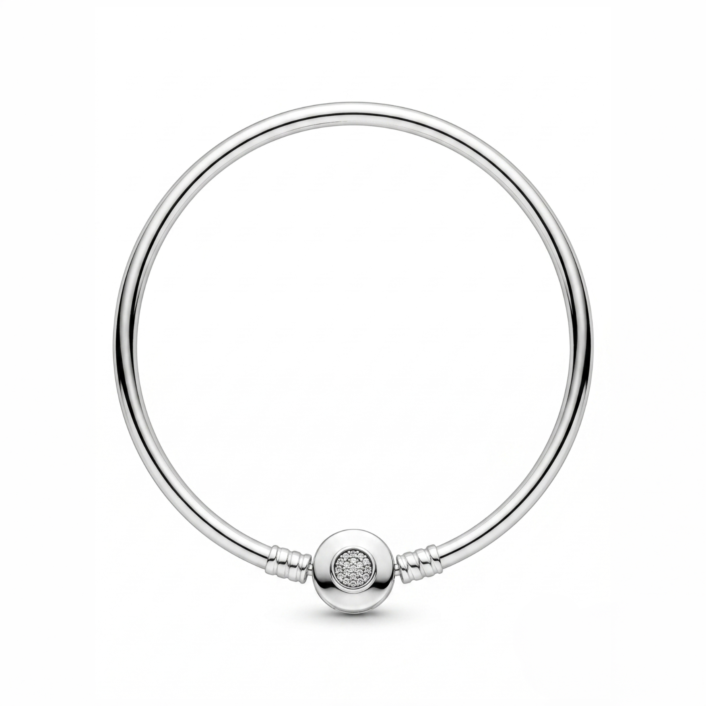 Pulsera charms rígida destello de plata 925 con detalle circular brillante