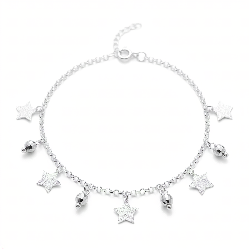 Pulsera colgante de estrellas en plata 925