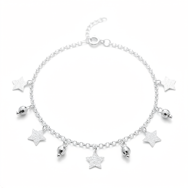 Pulsera colgante de estrellas en plata 925