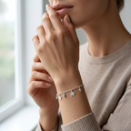 Pulsera delicada de plata 925 con estrellas y esferas facetadas