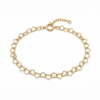 Pulsera de corazones en plata 925 bañada en oro de 18K