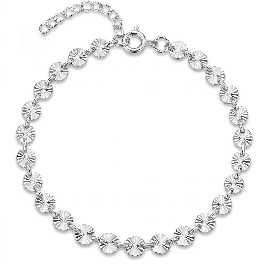 Pulsera Destellos Alba de plata 925 con discos texturizados de 4 mm