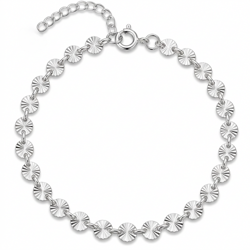 Pulsera Destellos Alba de plata 925 con discos texturizados de 4 mm