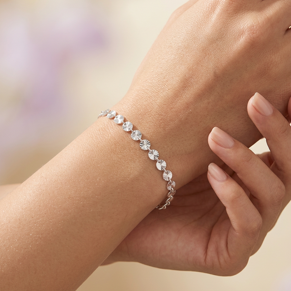 Pulsera Destellos Alba discos texturizados de 4 mm