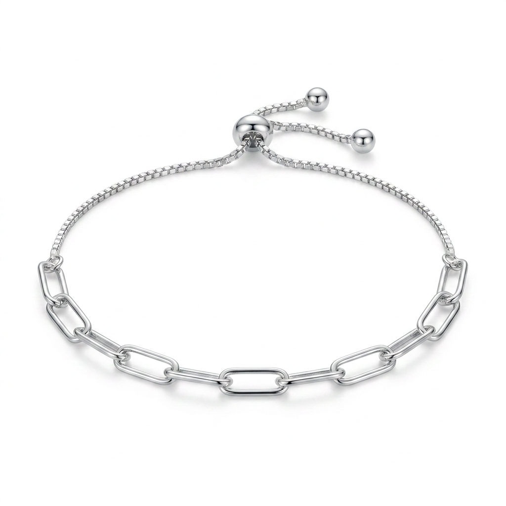 Pulsera Eslabones Elise ajustable de plata 925 con eslabones rectangulares
