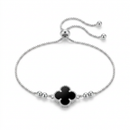 Pulsera Flor Noire ajustable de plata 925 con dije de flor negro