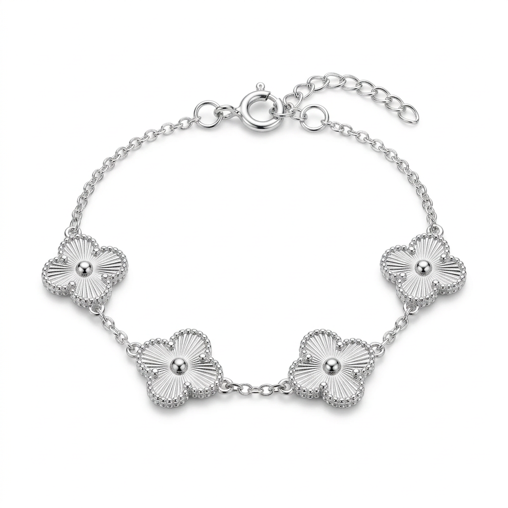 Pulsera floral de plata 925 con broche tipo argolla