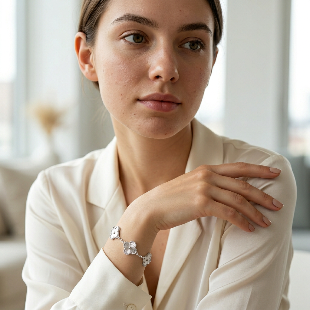 Pulsera elegante de plata 925 con extensor y diseño floral