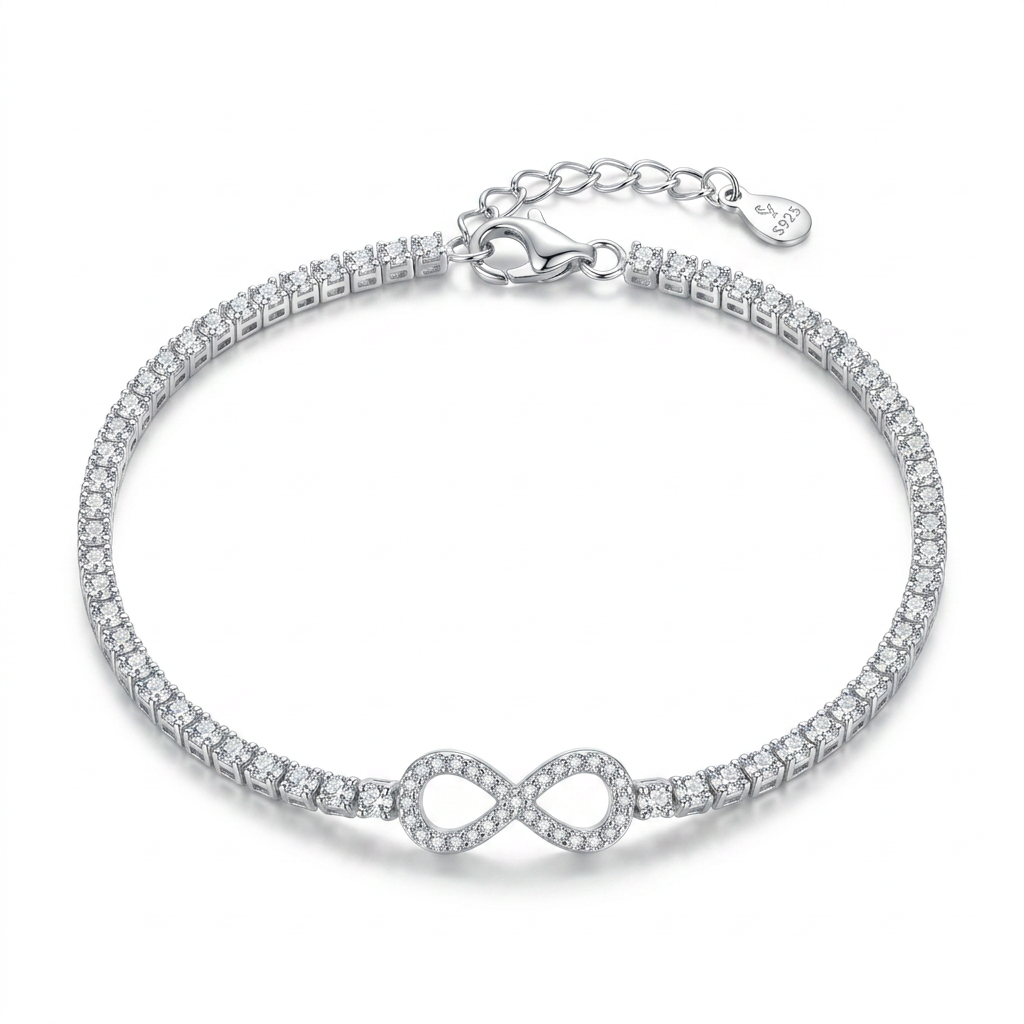 Pulsera Infinito Lumière de plata 925 con zircones transparentes