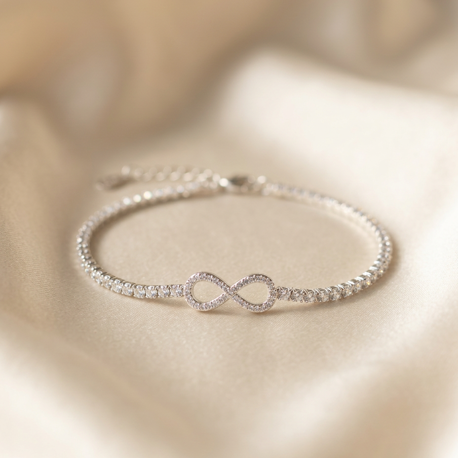 Pulsera Infinito Tennis de plata 925 con zircones transparentes
