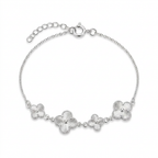 Pulsera Jardín Isadora de plata 925 con cuatro flores texturizadas