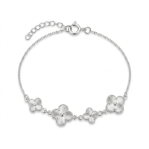 Pulsera Jardín Isadora de plata 925 con cuatro flores texturizadas