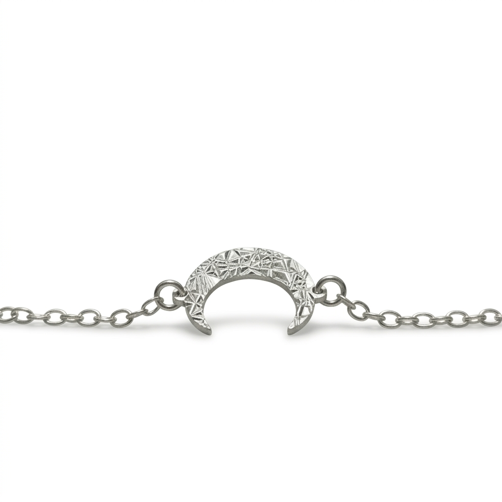 Pulsera luna creciente de plata 925 con cadena tipo rolo
