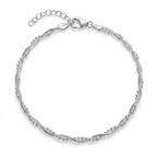 Pulsera ondas y bolitas en plata 925 con cierre langosta y extensor