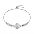 Pulsera San Benito ajustable de plata 925 con bolitas decorativas